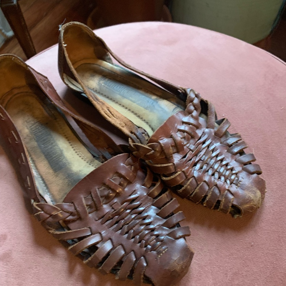 Vintage brown woven leather loafers (Leather Collection, size 7.5)